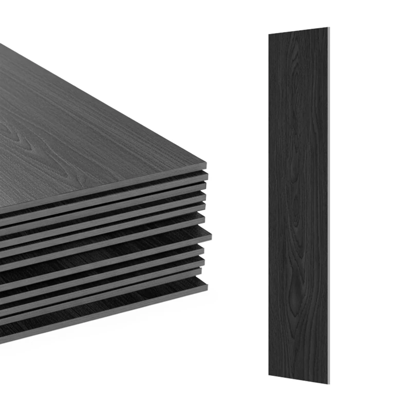 Relaxdays PVC self-adhesive vinyl flooring, 5m²/36 tiles, wood effect, bathroom, kitchen, 91x15cm, dark grey