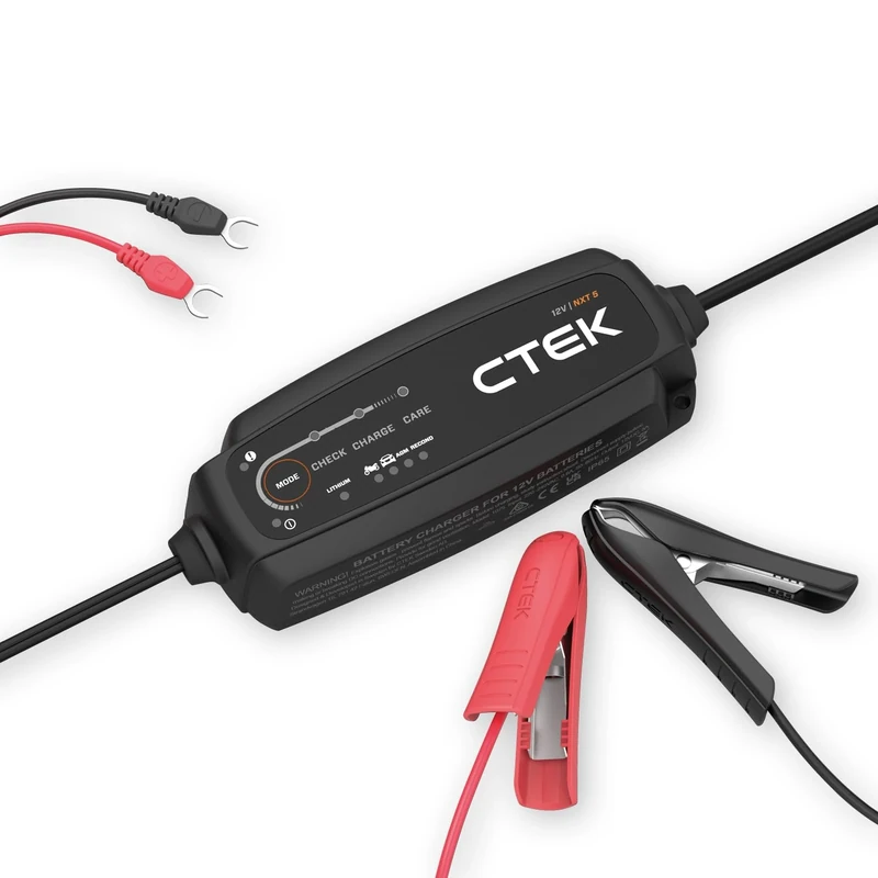 CTEK NXT 5 Smart Battery Charger 12V, Lead Acid and Lithium Compatible, Robust 5A Charger, Reconditioning Mode, AGM Optimisation, Temperature Compensation, Easy-to-Use Battery Maintainer