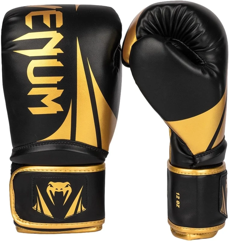Venum Challenger 2.5 Boxing Gloves - Black/Gold - 16-Ounce