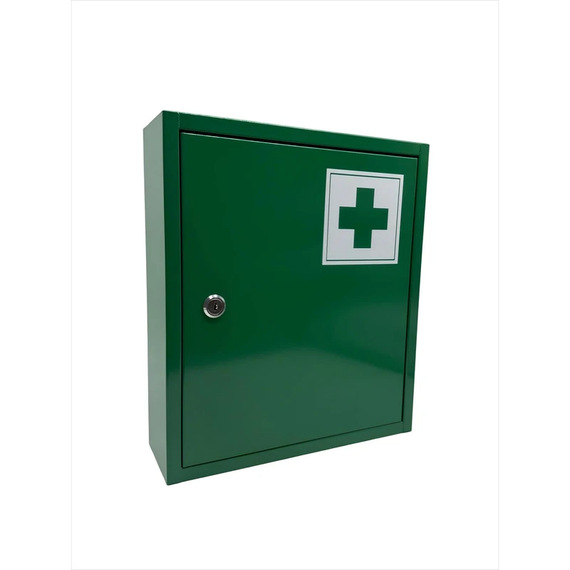 Relaxdays lockable medicine cabinet with 3 shelves, wall-mounted, 36x31x10 cm, green
