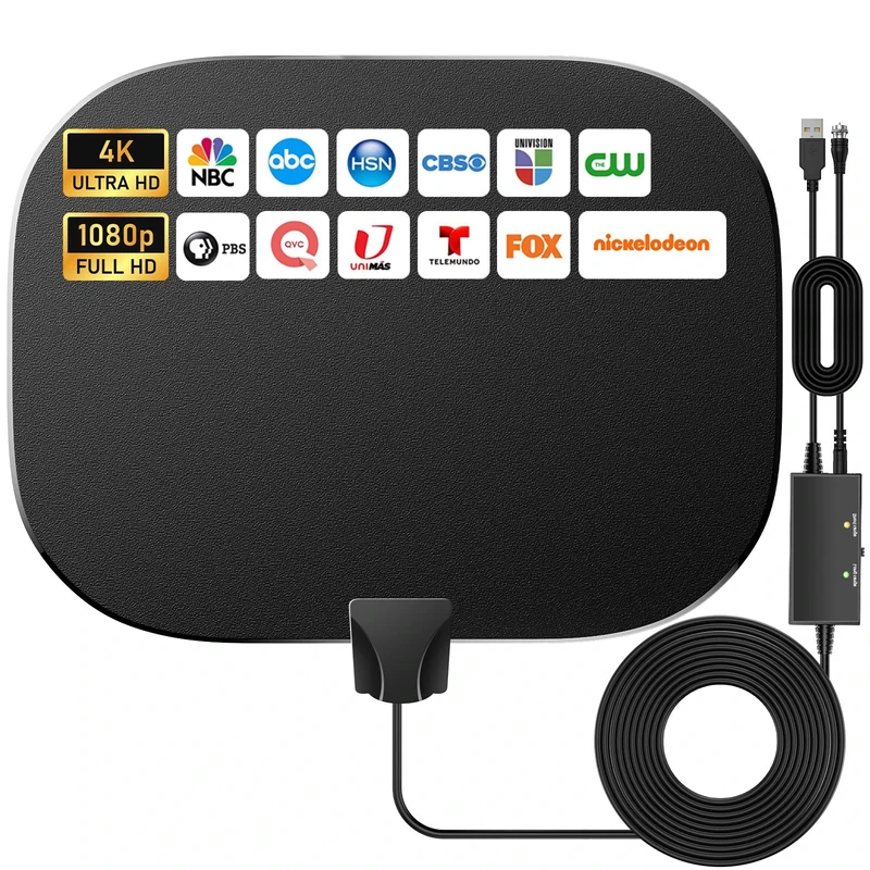 2026 Newest Freeview Indoor TV Aerial,600KM Range Digital HDTV Aerial with Amplifier Signal Booster,High Gain Stronger Reception TV Aerial with 33ft/10M Coax Cable,4K 1080P TV Tuner DVB-T TV Radio