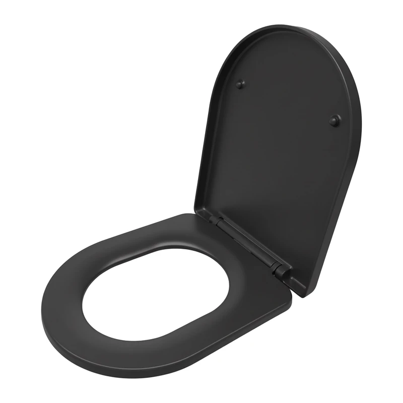Relaxdays toilet seat with soft-close feature, quick release, 36 x 42 cm, duroplast, top mounting, D-shape, anthracite