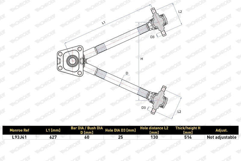 MONROE Track Control Arm | L93J41 | OE-Matching Quality | Stable Steering & Safety