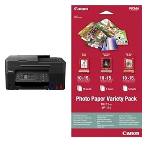 Canon PIXMA G4570 Series - All-in-One MegaTank Printers, Copier, Scanner and Fax for Home Use | Wireless Smartphone Connectivity Printer Home Printers & 10 x 15 cm Photo Paper