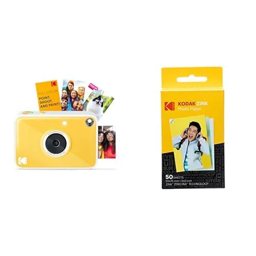 Kodak Printomatic+ Instant Print Digital Camera (Yellow) and Kodak 2ʺ x 3ʺ Premium ZINK Photo Paper 50-Pack