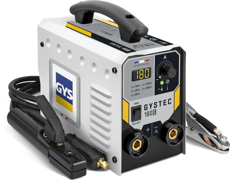 GYS, GYSTEC 180E, Single Phase Inverter Welding Machine with 2 MMA and TIG Lift Welding Processes, Arc Force, Antisticking, Hot Start, with Case, Electrode Holder, Ground Cable - Image 1