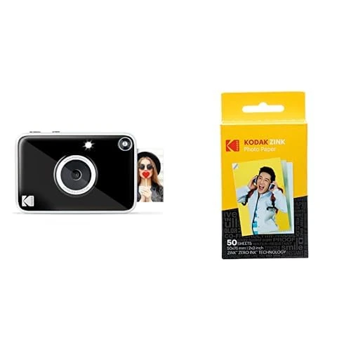 Kodak Printomatic+ Instant Print Digital Camera (Black) and Kodak 2ʺ x 3ʺ Premium ZINK Photo Paper 50-Pack