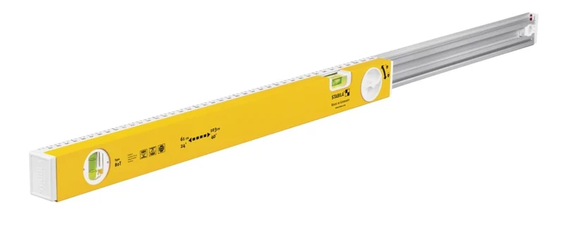 STABILA Telescopic Spirit Level Type 80 T, 61-103 cm, Aluminium Profile with Telescopic System, 1 Horizontal Level, 1 Vertical Level, Integrated Slip Stopper, Made in Germany