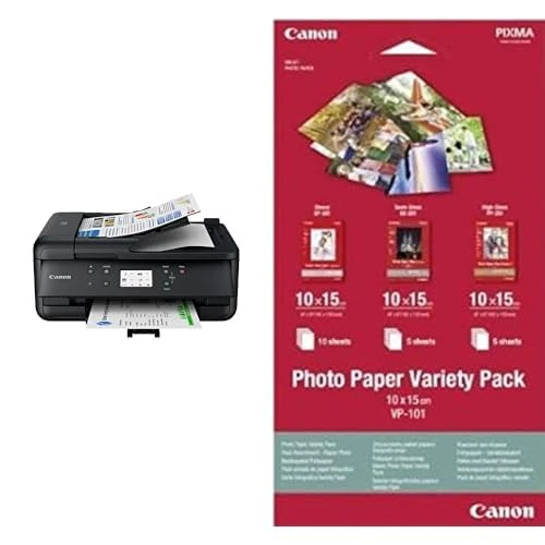 Canon PIXMA TR7650 Wireless All-In-One Colour Inkjet Printer - A4 Print, Copy, Scan, Fax - 20-Sheet ADF, Borderless Printing, 5 Individual Inks - Touchscreen - Wi-Fi, Cloud Connectivity - Home Printer