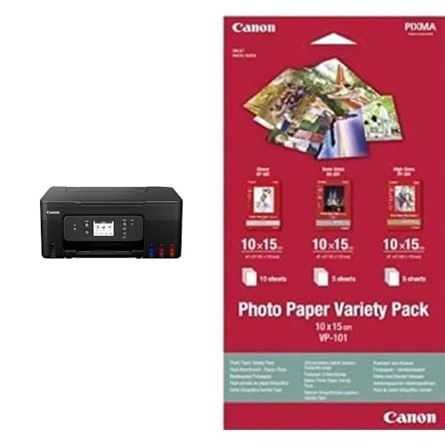 Canon PIXMA G3590 Easy to use, refillable and Wi-Fi-equipped all-in-one home printer. & 10 x 15 cm Photo Paper
