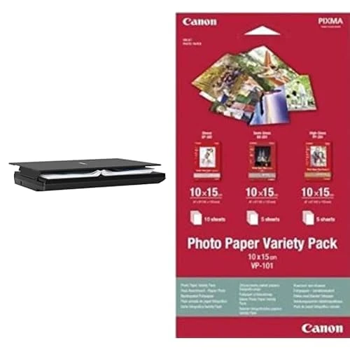Canon LiDE 300 Colour Flatbed Scanner - Black & 10 x 15 cm Photo Paper