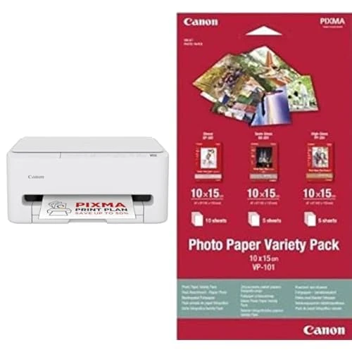 Canon PIXMA TS4150I - All-in-One Printer with Wi-Fi Connectivity | Wireless for Easy Printing From Your Smart Phone PIXMA Print Plan - White & 10 x 15 cm Photo Paper