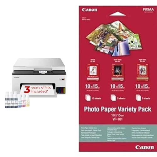 Canon MAXIFY GX1050 Wireless Colour 3-in-1 Refillable MegaTank Inkjet Printer - A4 Print, Copy, Scan - Wi-Fi, Cloud Link, Ethernet Connectivity - Home Office Printer, Includes 6 x Ink Bottles