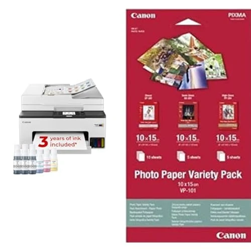 Canon MAXIFY GX2050 Wireless Colour All-in-One Refillable MegaTank Inkjet Printer - A4 Print, Copy, Scan, Fax, ADF - Wi-Fi, Cloud, Ethernet Connectivity - Home Office Printer, Includes 6 x Ink Bottles