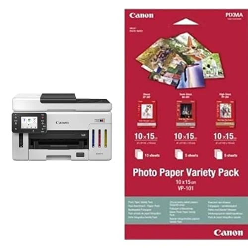 Canon MAXIFY GX6150 Compact Office Printer - Colour Printers & Scanners All-in-One Wireless | MegaTank Inkjet Printer, Copier, Scanner | Wi-Fi, Ethernet & USB Connectivity & 10 x 15 cm Photo Paper