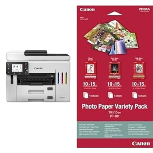 Canon MAXIFY GX7150 Compact Office Printer - Colour Printers & Scanners All-in-One Wireless | MegaTank Inkjet Printer, Copier, Scanner | Wi-Fi, Ethernet & USB Connectivity & 10 x 15 cm Photo Paper