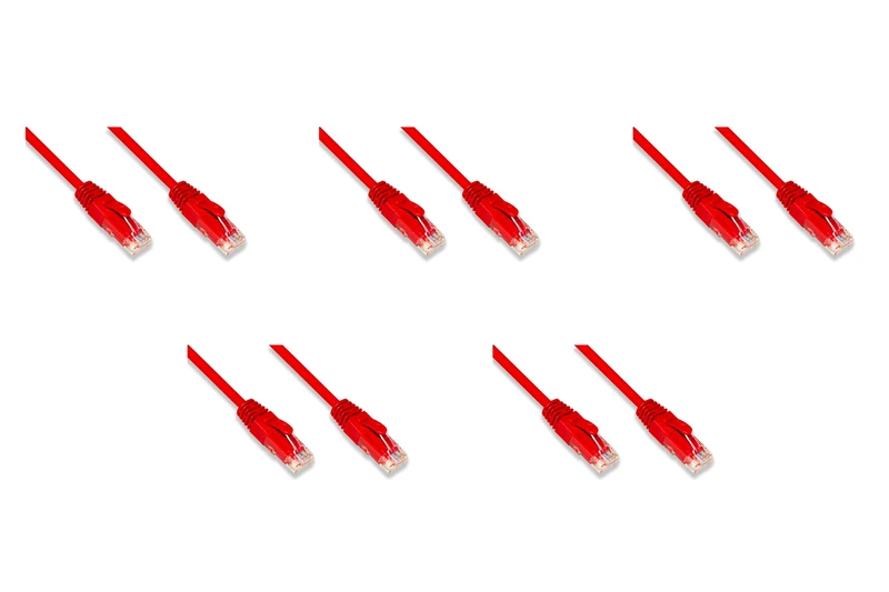 LINK LK6AU100R05 - Network Cable Category 6a Unshielded UTP AWG24 Red Colour Halogenfree Mt 10 Pack of 5 Pieces