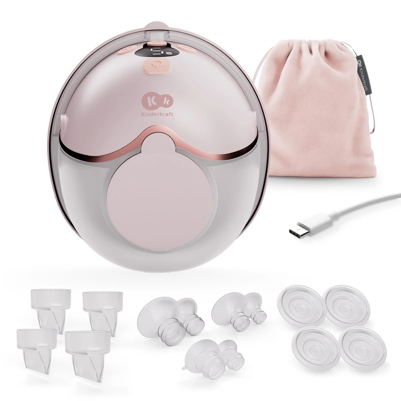 Kinderkraft MAMAFLOW Single Electric Breast Pump, Portable and Wireless, 4 Modes, 9 Intensity Levels, Memory Function, up to 180 min Battery, USB-C Charging, Easy Cleaning, Pink
