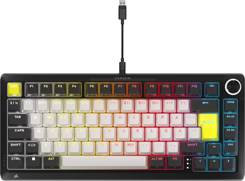 Corsair MAKR PRO 75 Hall Effect DIY Wired Magnetic Mechanical Gaming Keyboard – 75% Layout, MGX Hyperdrive Switches, Dual Actuation, Rapid Trigger, FlashTap SOCD, 8,000Hz, UK Layout – Black