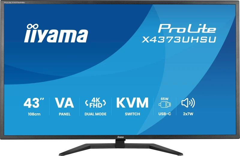 iiyama X4373UHSU-B2 43 inch VA, 3840x2160, 60Hz, HDMI/DP/USB-C, USB-hub, HAS