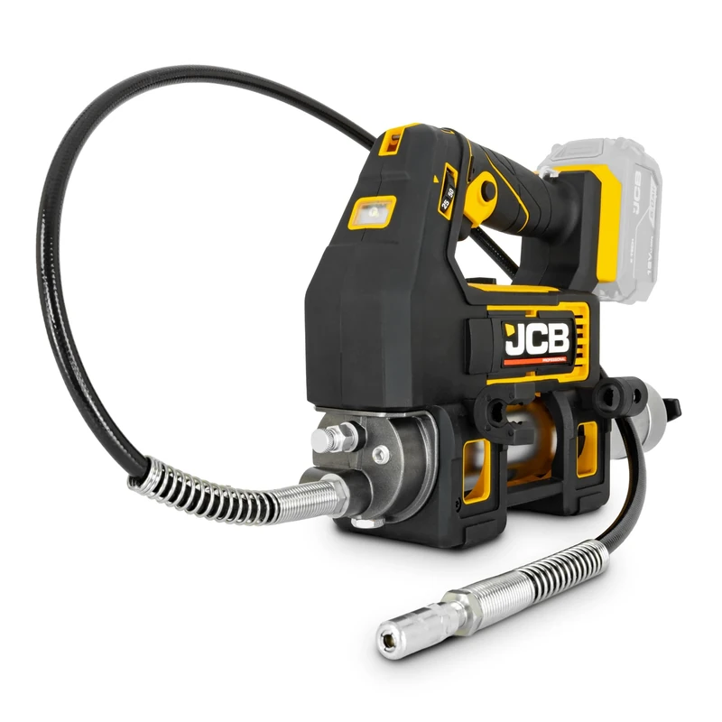 JCB Pro 18V Cordless Grease Gun with Up to 10,150psi Pressure, 300g/min Max Flow, 410/455ml Cartridge Capacity Variable Speed with LED Light - (Bare Tool) - 3 Year Warranty