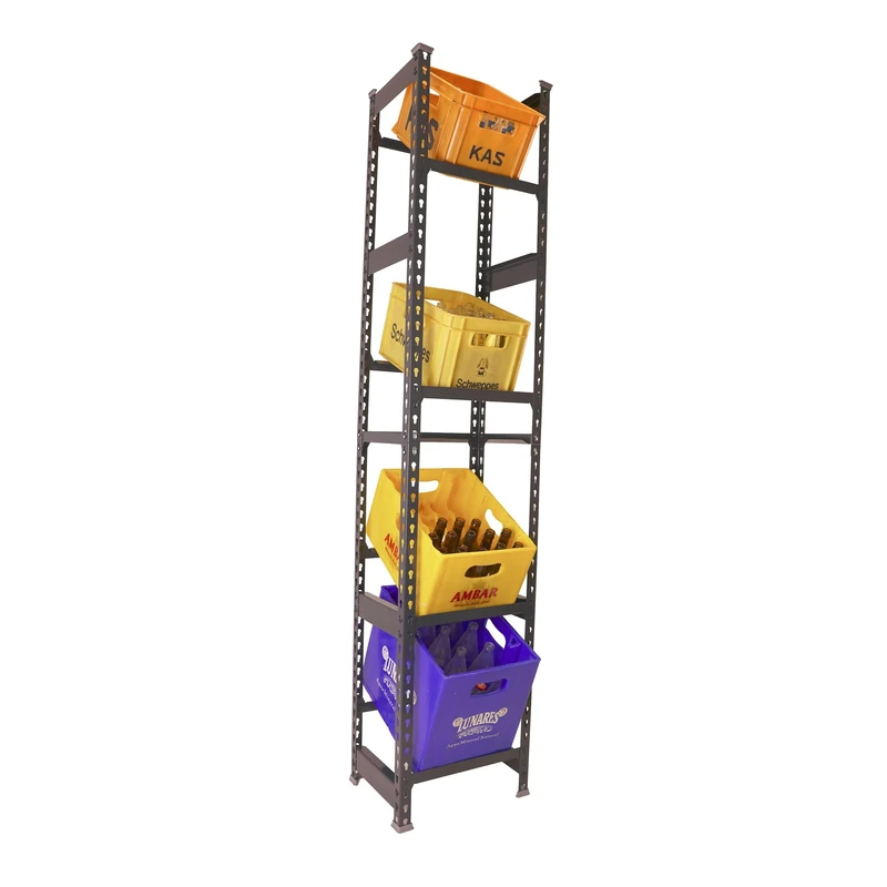 Simon Rack Drinks Crate Rack for 4 Crates, 2000 x 400 x 300 mm, Anthracite, Freestanding Metal Shelf for Water Crates, Beer Crates or Drinks Crates, for Kitchen, Garage or Cellar