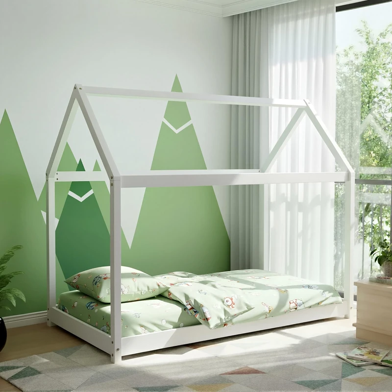 Kidsaw Jinsen Single House Bed Frame, Wooden, UK Single Size