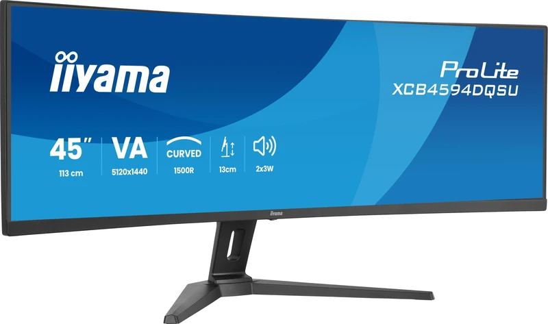 iiyama XCB4594DQSU-B1 45 inch VA LCD Curved 1500R, 5120x1440, HDMI/DP/USB HUB/USB-C, Adaptive Sync, HAS