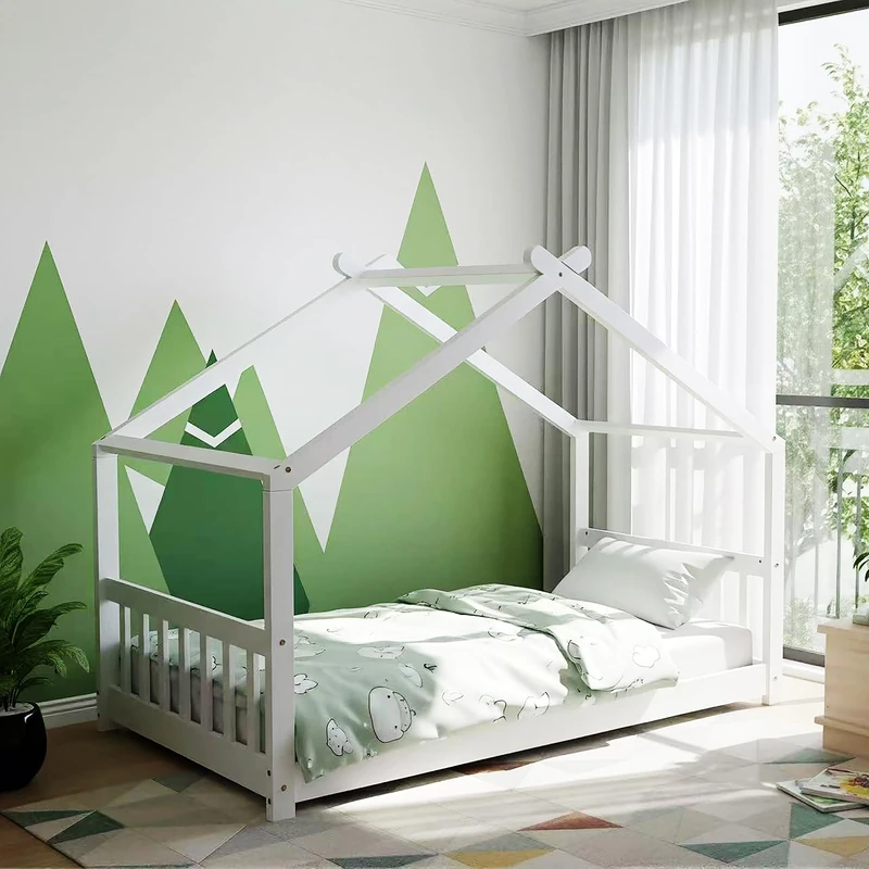 Kidsaw Jinsen Single Cottage Bed House-Shaped Wooden Bed Frame - Image 1