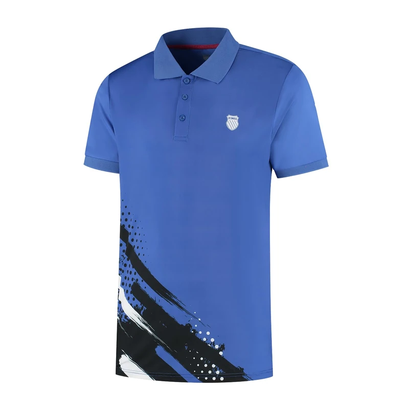 K-Swiss Hypercourt Print Polo Stripe Tennis/Padel Shirt – Dazzling Blue/Navy/White | Men’s Performance