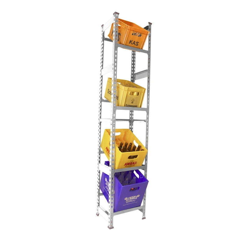 Simon Rack Drinks Crate Rack for 8 Crates, 2000 x 800 x 300 mm, White, Freestanding Metal Shelf for Water Crates, Beer Crates or Drinks Crates, for Kitchen, Garage or Cellar - Image 1