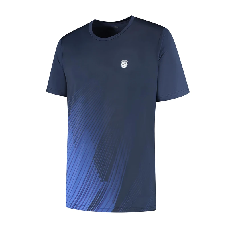 K-Swiss Hypercourt Print Crew 6 Tennis/Padel Shirt – Navy/Dazzling Blue | Men’s Performance