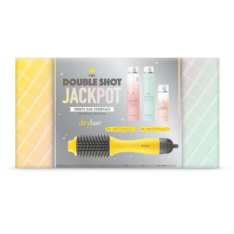 Drybar Double Shot Jackpot Styling Set | Exclusive & Gift-Ready | Smooth, Voluminous Blow-dries with Shine & Flexible Hold | Includes Double Shot, Heat Protectant, Dry Shampoo, Hairspray & Hair Clips - Image 1