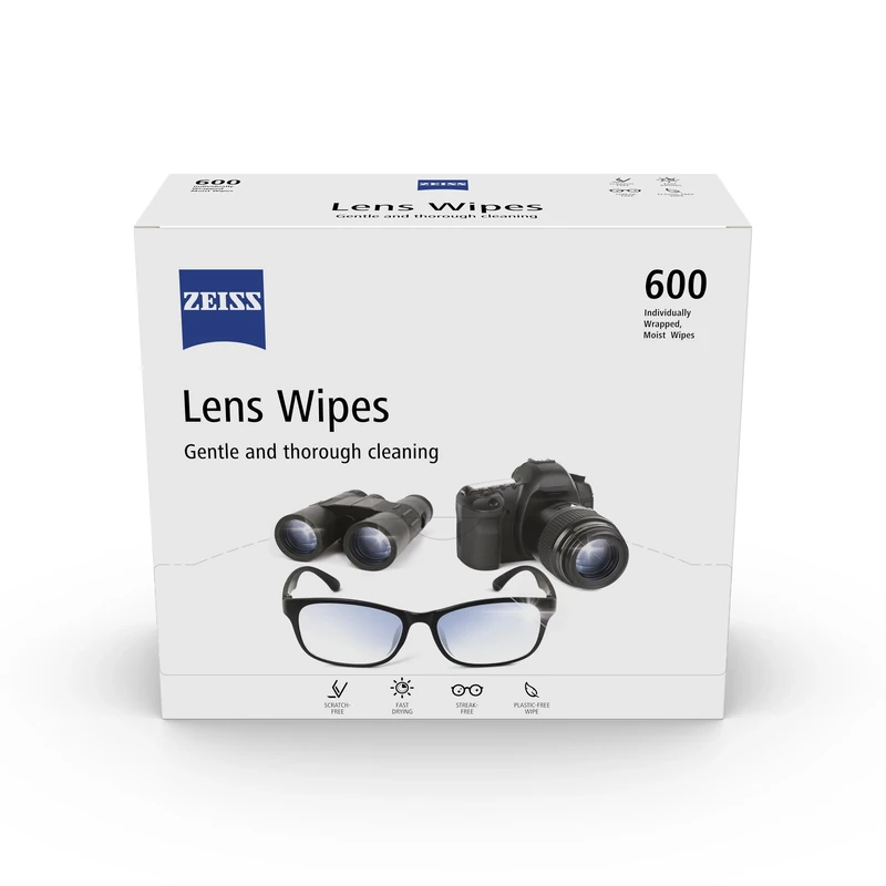 ZEISS Lens Wipes, Lens Cleaner for Glasses, Cameras & Binoculars,Individually Packed Single Use Disposable Cloths in Sachets, for Handy and Portable Spectacle Cleaning On The Go, 600 Count (Pack of 1)
