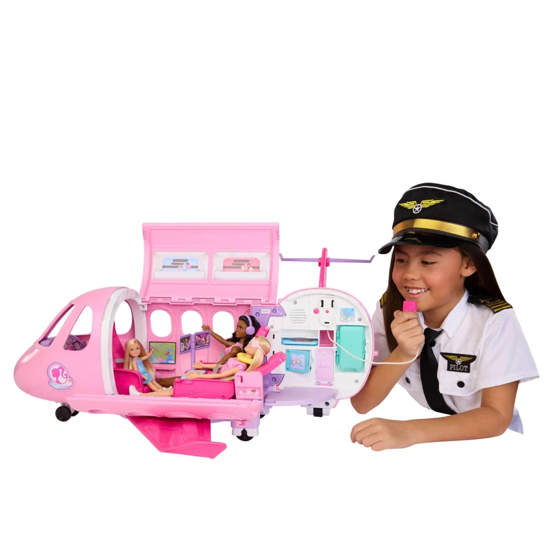 Barbie Dream Land Dream Plane with Real Working Microphone with 5 Sounds Included, 3 Areas of Play, and 14 Accessories, JLW92 - Image 1
