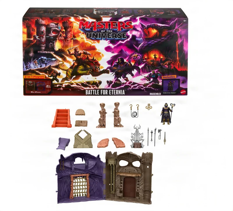 Masters of the Universe Playset, Battle for Eternia, Castle Grayskull & Snake Mountain, Bone Throne & Skeletor Figure, Power Sword & Altar, JKN95 - Image 1