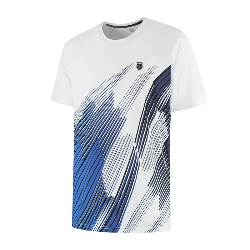 K-Swiss Hypercourt Print Crew 6 Tennis/Padel Shirt – White/Dazzling Blue | Men’s Performance - Image 1