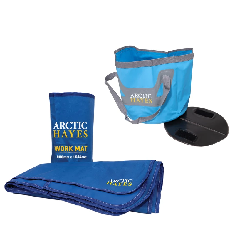 Arctic Hayes Large Work Mat, 1800mm x 1500mm, and 20L Foldable Bucket Bundle