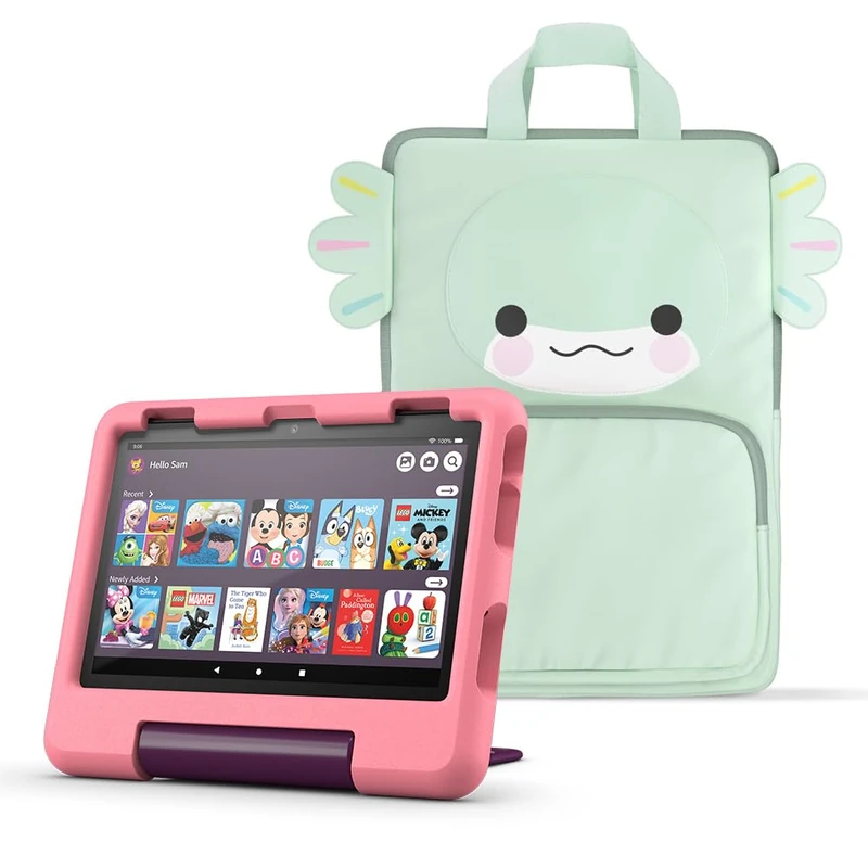 Amazon Fire HD 8 Kids tablet (Peppa Pig, limited edition), ages 3–7 | 8" HD screen, parental controls, 13-hr battery, 32 GB, Pink + Carrying Case for Amazon Kids Tablets