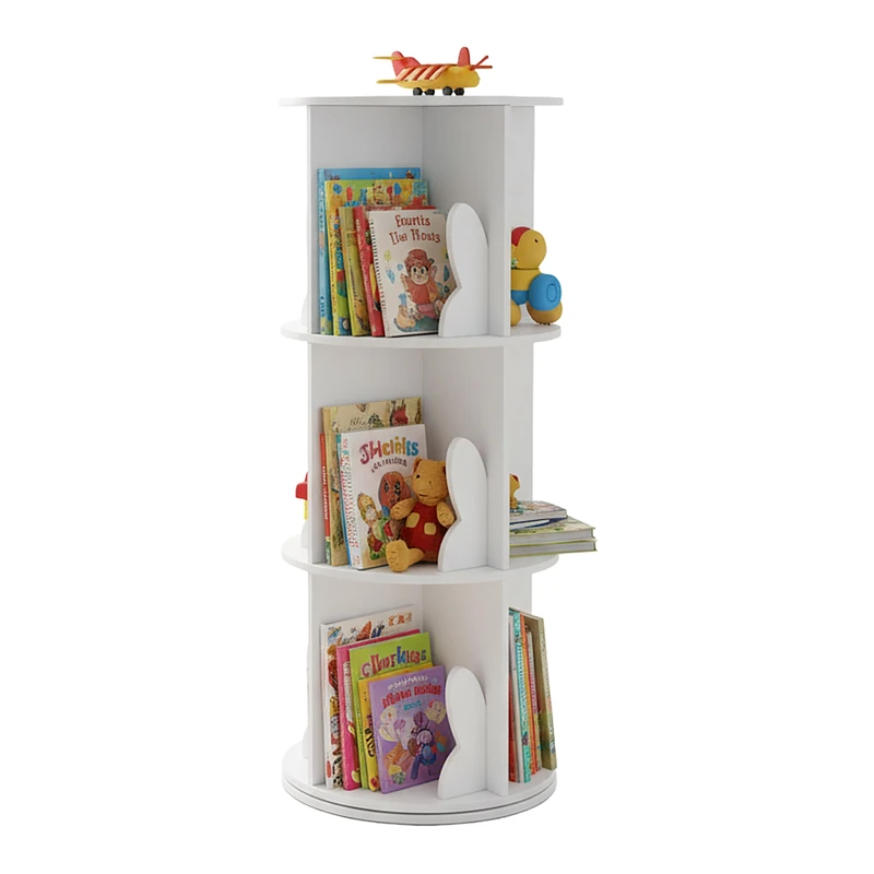 Relaxdays Children's Rotatable Bookcase, 12 Compartments, HxD 97x40 cm, White Kid's Book Tower