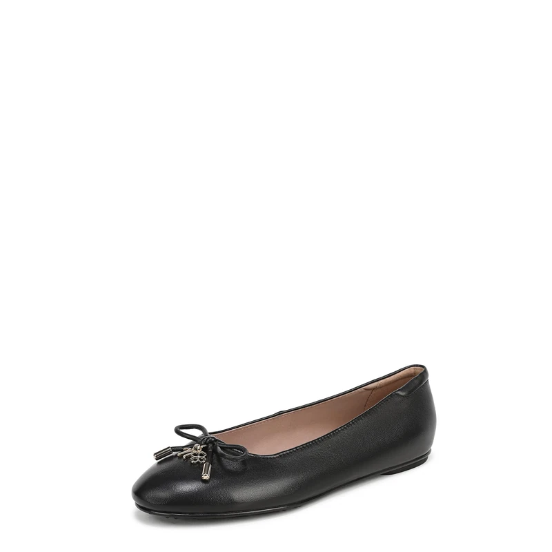 Naturalizer Women's Ashlyn Ballet Flats, Black Leather, Wide Fit, UK 4 - Image 1