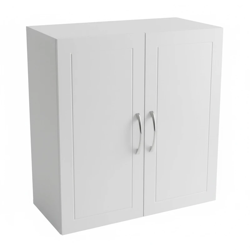 Relaxdays Bathroom Wall Cabinet with 2 Shelves, Adjustable, Compact Design, MDF, White, 60x60x30 cm