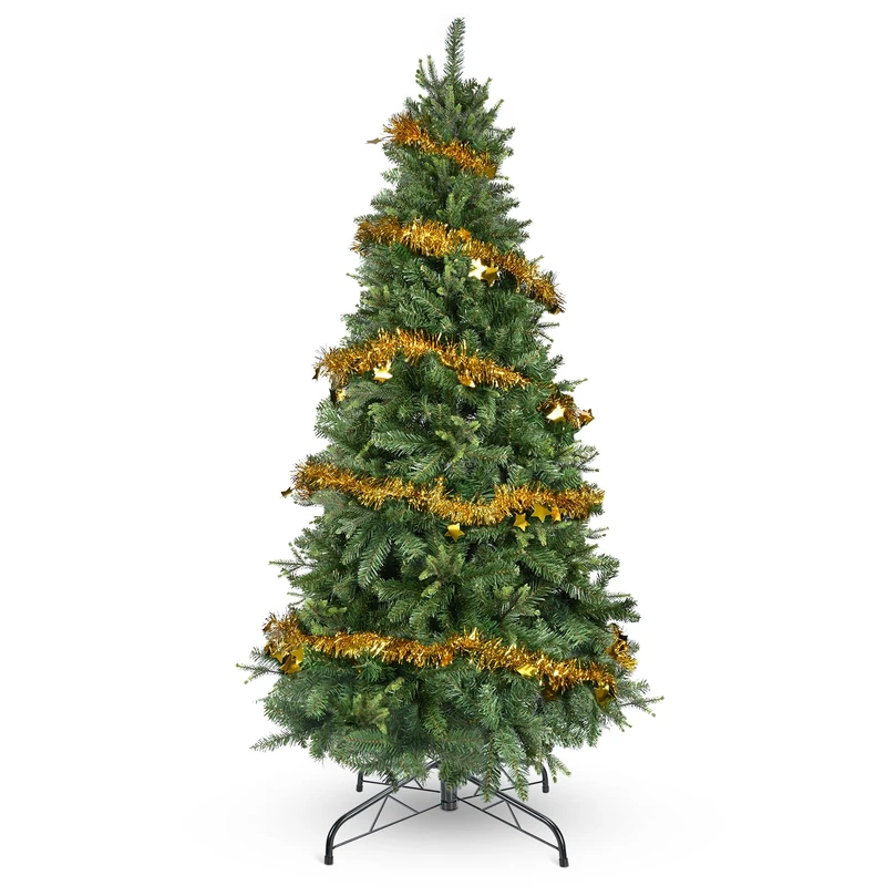YEAUPE PRO 165cm Artificial Christmas Tree with 800 Tips, PVC + PE | Sturdy Metal Base with 9m Decorative Ribbon Included | Indoor and Outdoor Use