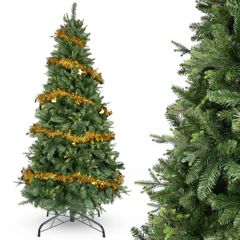 YEAUPE PRO 170cm Artificial Christmas Tree with 800 Tips, PVC + PE | Sturdy Metal Base with 9m Decorative Ribbon Included | Indoor and Outdoor Use