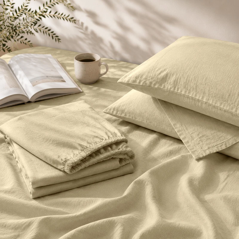 MEISHANG 100% French Pure Linen Sheets California King - Bed Sheets 4 Piece Sets, Soft Durable Flax Linen, Anti-Tear Breathable Moisture Wicking with 16" Deep Pocket (Brown Taupe)
