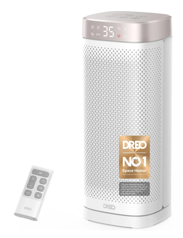 DREO 16 Inch Electric Heater, Energy Efficient Space Heaters with Thermostat, 70° Oscillating, Remote Control, 3-Mode, Tip-over & Overheat Protection, Silent Ceramic Fan Heater for Bedroom & Home