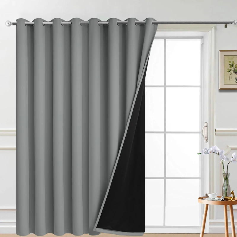 Yakamok Dove Grey Blackout Patio Door Curtain Panels W100 x L96,1 Panel
