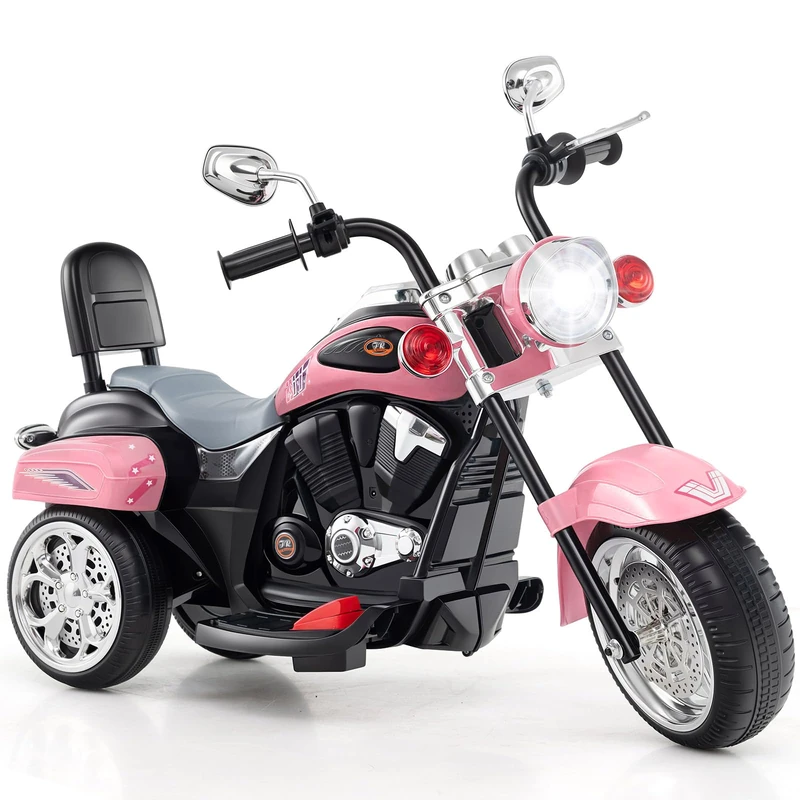 GYMAX Kids Electric Motorbike, 6V Battery Powered Motorcycle (Pink)