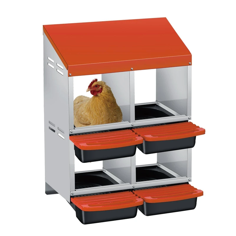 2 Tier Chicken Laying Nest 4 Compartments Made of Galvanised Steel - Laying Nest for Chickens with Egg Compartment - Chicken Nest Laying Box Rolling Nest with Legs - Stable and Corrosion Resistant