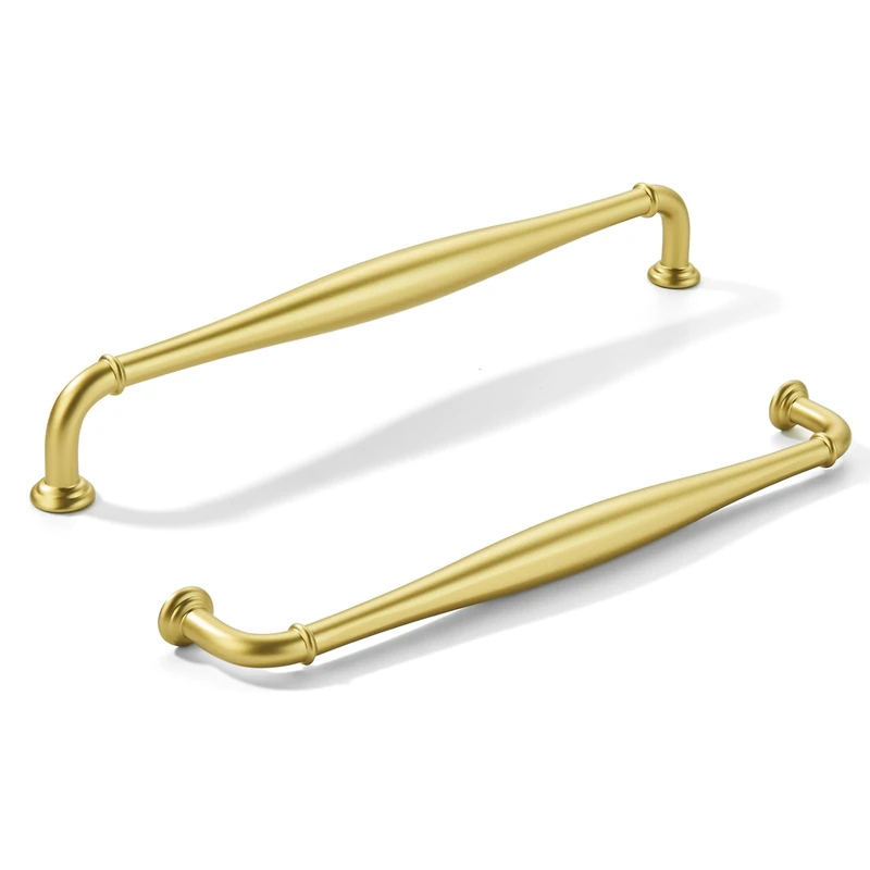 khtumeware 10-Pack 8 Inch(203mm) Hole Center Vibrant Brushed Moderne Brass Solid Heavy-Duty Tradition Handles Hardware for Bathroom Dressers Pull cabinets wardrobes Closet Doors